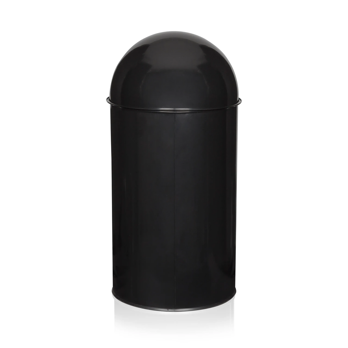 Black Wastepaper PUSH 50L with silver-coloured lid insert by hjh OFFICE – 360-degree view (rear three-quarter view 240°)