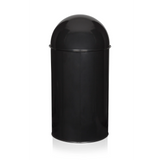 Black Wastepaper PUSH 50L with silver-coloured lid insert by hjh OFFICE – 360-degree view (rear three-quarter view 240°)