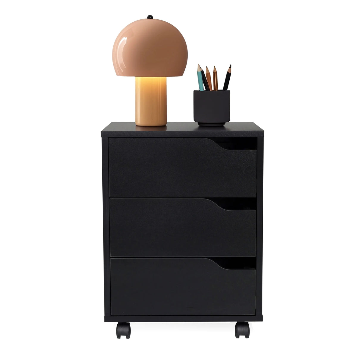 Black Mobile Drawer Unit ORGANISER I with three drawers and castors by hjh OFFICE