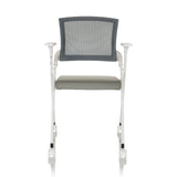 Grey Folding chair PRIORITY II W PU with mesh back, armrests and castors by hjh OFFICE – 360-degree view (front view 0°)