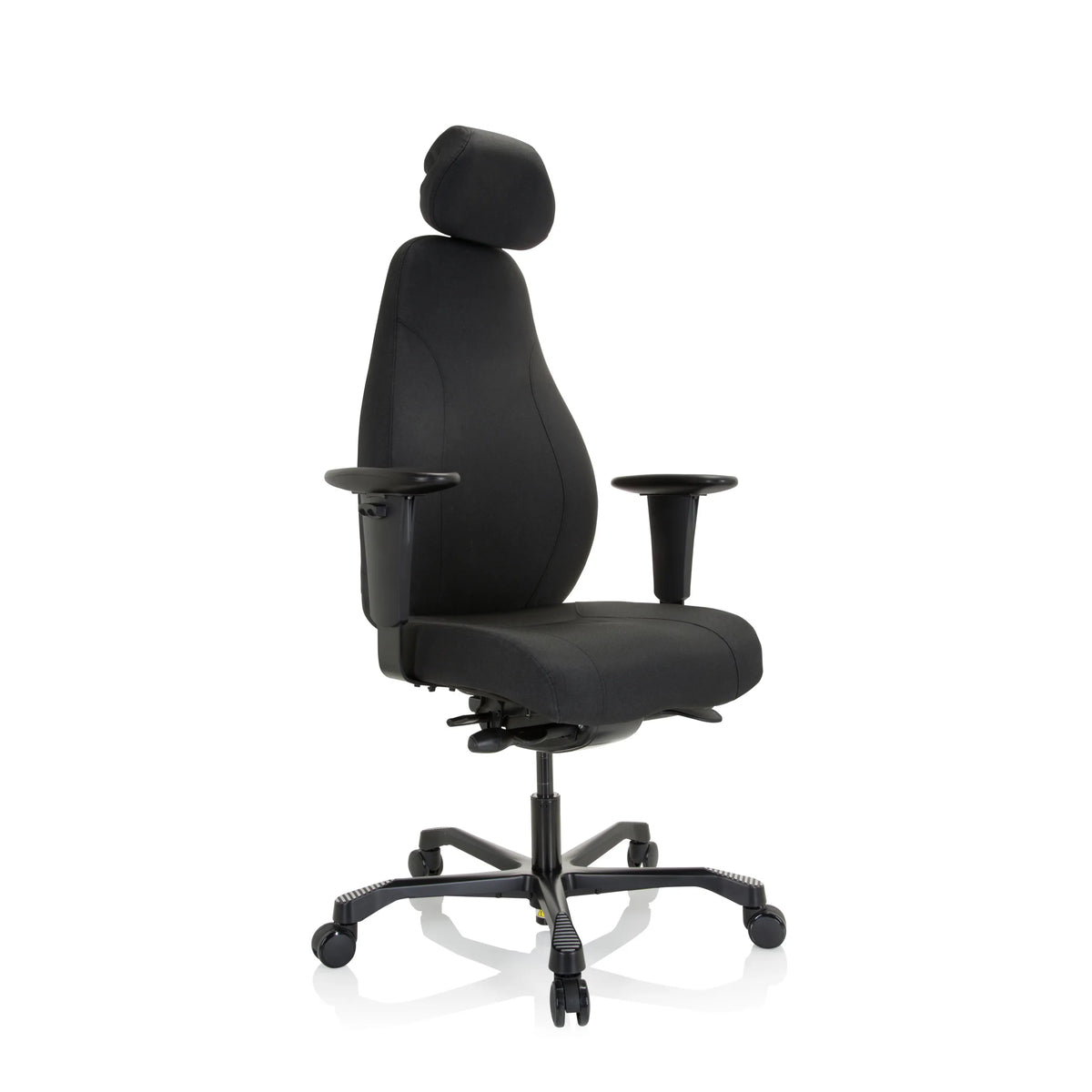 Black Professional Executive Chair RESISTIO XXL with headrest and five-caster base by hjh OFFICE – 360-degree view (front three-quarter view 40°)