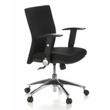 Black Professional Office Chair LAGUNA PRO with armrests and a five-caster base by hjh OFFICE – 360-degree view (front three-quarter view 60°)
