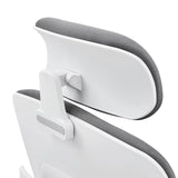 Adjustable headrest with grey fabric cover and white frame of the Professional Office Chair Ergomy WF 2 by hjh OFFICE