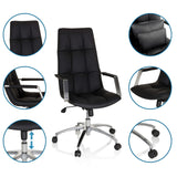 Home Office Executive Chair SARANTO PRO in black with leather upholstery, adjustable height and caster base by hjh OFFICE