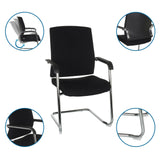 Black cantilever chair LEVIA VP with armrests and chrome frame including detail views by hjh OFFICE