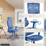 Blue Ergomy Colore Home Office Chair with mesh backrest and adjustable mechanism by MyBuero (AI-generated image)