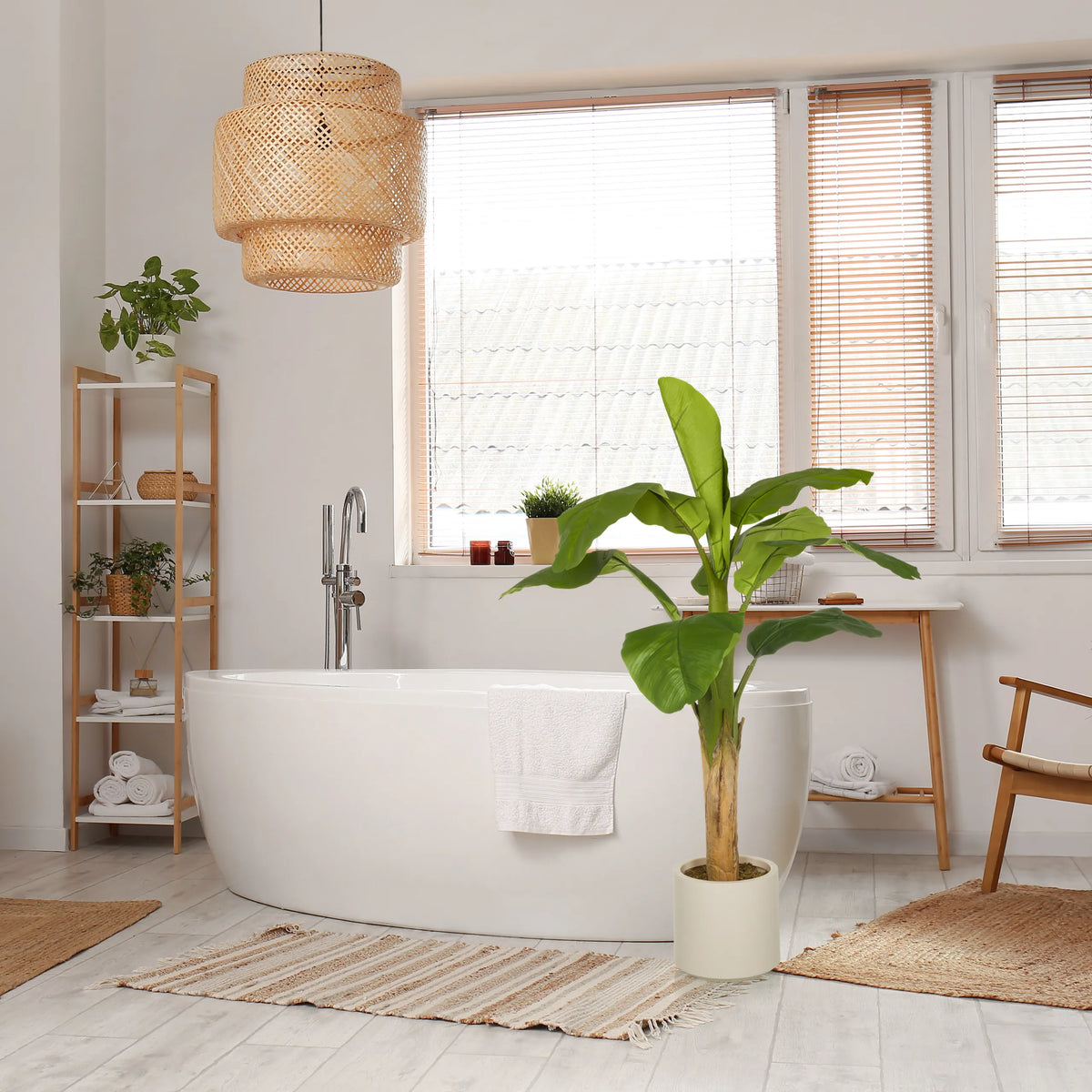 Green Artificial plant BANANE I in a simple white pot by hjh OFFICE