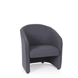 Dark grey Upholstered armchair SAN JUAN with rounded backrest and armrests by hjh OFFICE – 360-degree view (front view 20°)