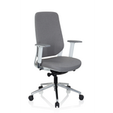 Grey Professional Office Chair CHIARO T4 WHITE with armrests and a five-caster base by hjh OFFICE – 360-degree view (front three-quarter view 40°)
