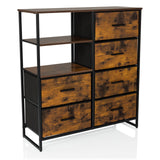 Chest of drawers RAGALA in smoked oak with black metal accents, two shelves and six drawers by hjh LIVING – 360-degree view (front three-quarter view 30°)