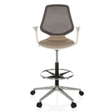 Beige Counter chair TOP WORK STYLE with mesh back, footring and five-caster base by hjh OFFICE – 360-degree view (front view 0°)