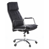 Black Professional Executive Chair VILLA 20 with quilted upholstery and five-caster base by hjh OFFICE – 360-degree view (front three-quarter view 60°)