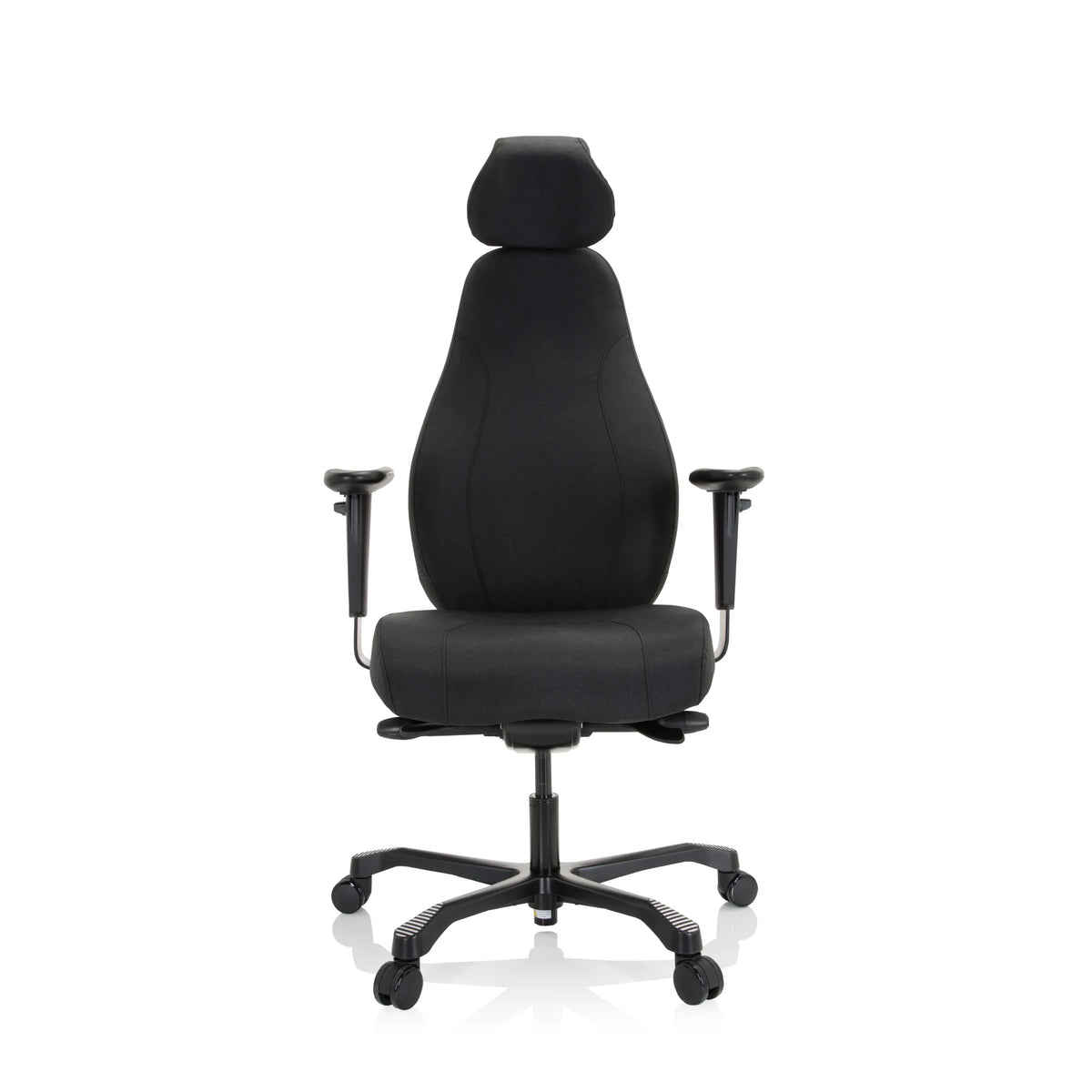Black Professional Executive Chair RESISTIO XXL with headrest and five-caster base by hjh OFFICE – 360-degree view (front view 0°)