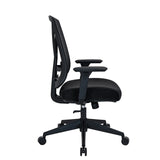 Side view of the Professional Office Chair Mirou in black with armrests and castor base by hjh OFFICE