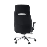 Rear view of the VELVET ECO Professional Executive Chair in black with chrome frame and carpet castors by hjh OFFICE