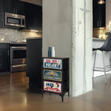 Chest of drawers AMERIKO S with three drawers and retro motifs on the front by hjh LIVING