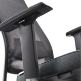 Black armrest of the CHIARO T1 BLACK Professional Office Chair with mesh backrest and padded seat by hjh OFFICE
