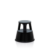 Black Step stool TIO-M II with two steps and non-slip surfaces by hjh OFFICE – 360-degree view (front three-quarter view 60°)