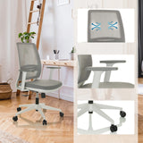 Grey Home Office Chair PROFONDO ECO W with mesh back, armrests and white base by hjh OFFICE