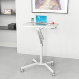 White standing desk STAND VM-SU I with height-adjustable frame and caster base by hjh OFFICE