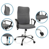 Grey Home Office Chair ARTON 40 with detailed views of the backrest, armrests, gas lift and castors by hjh OFFICE
