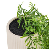 Green artificial plant in a beige, ribbed outer pot Filix by hjh OFFICE