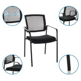 Black guest chair MEET B with mesh backrest, armrests and padded seat by hjh OFFICE
