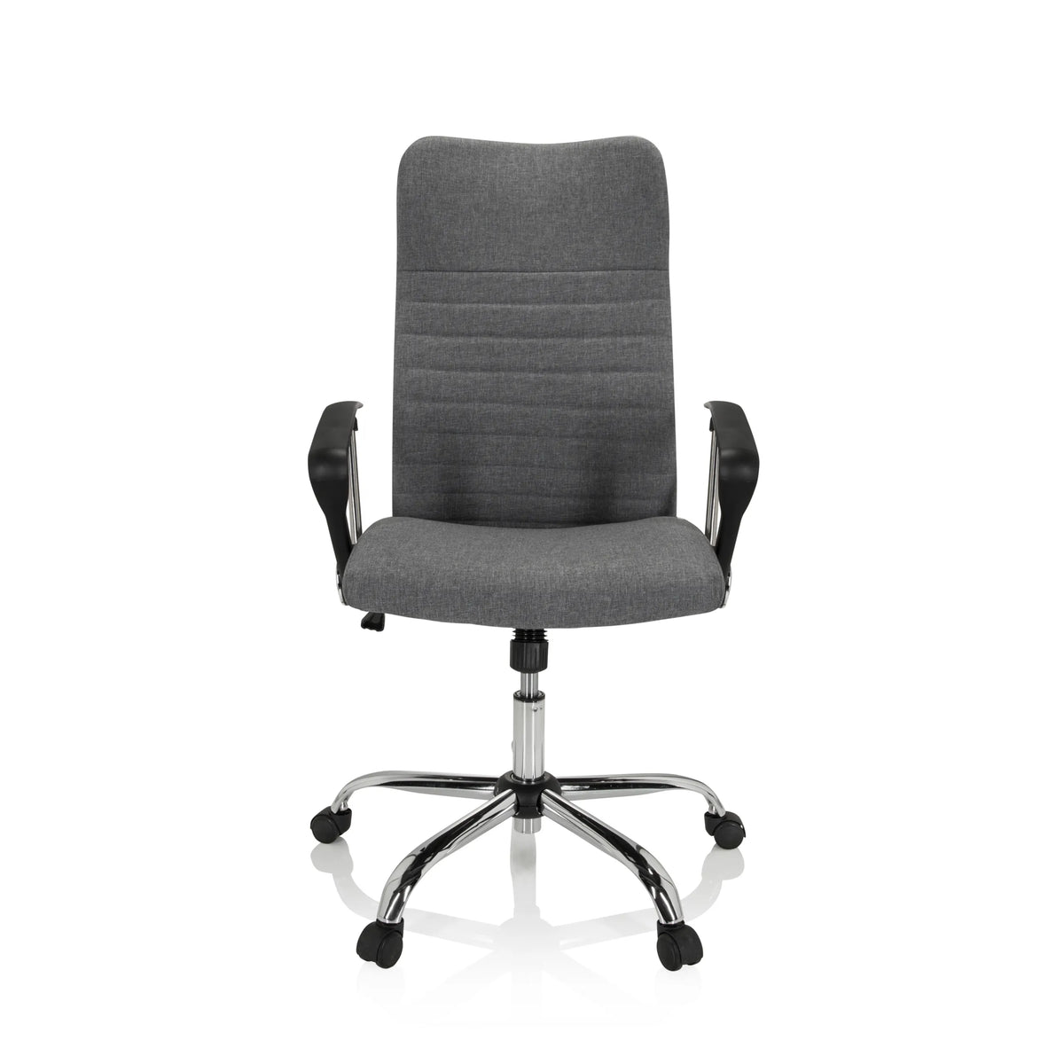 Grey Home Office Chair ARTON 40 with armrests and glossy five-caster base by hjh OFFICE – 360-degree view (front view 0°)