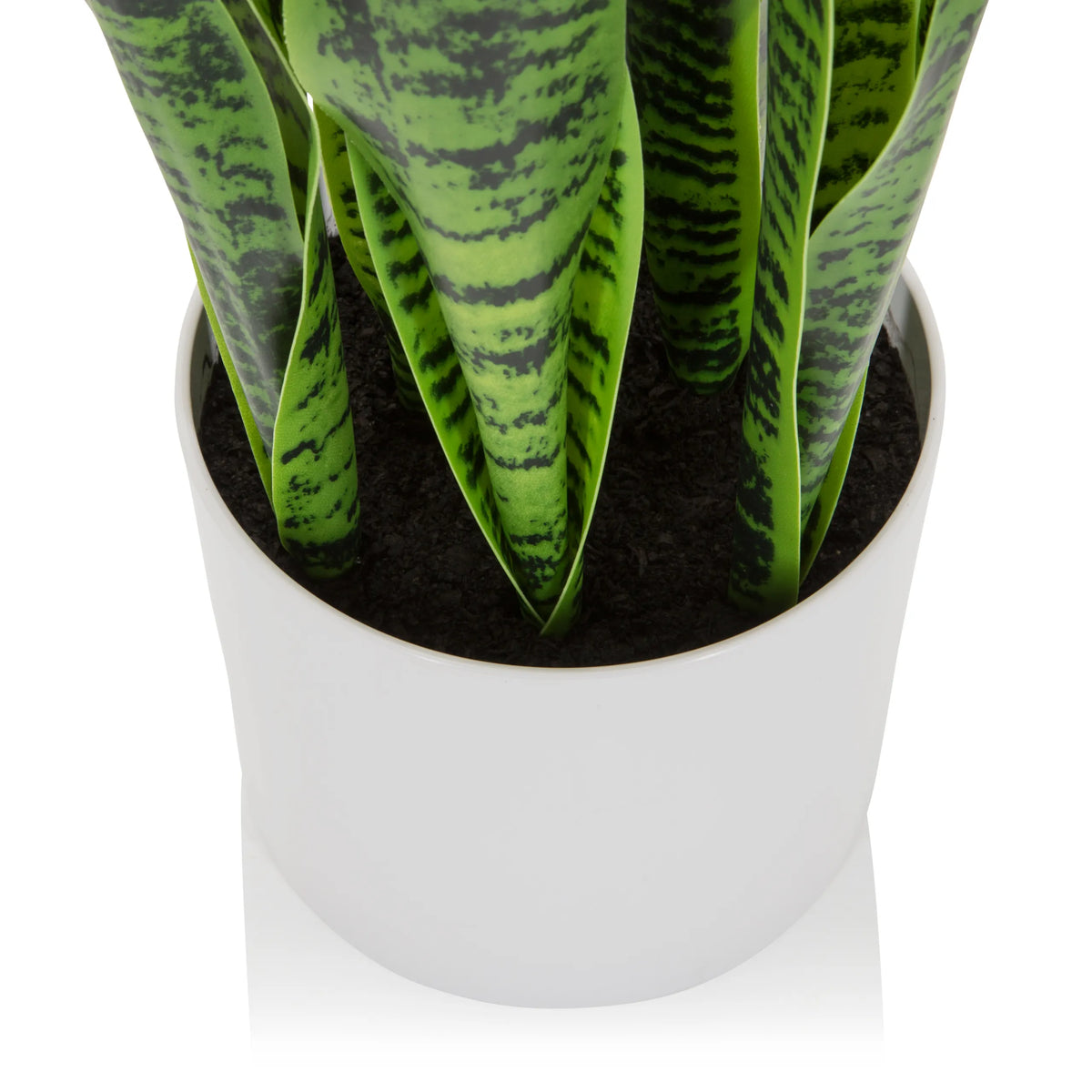 White pot of the Artificial plant SANSEVIERIA with green leaves by hjh OFFICE