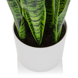 White pot of the Artificial plant SANSEVIERIA with green leaves by hjh OFFICE