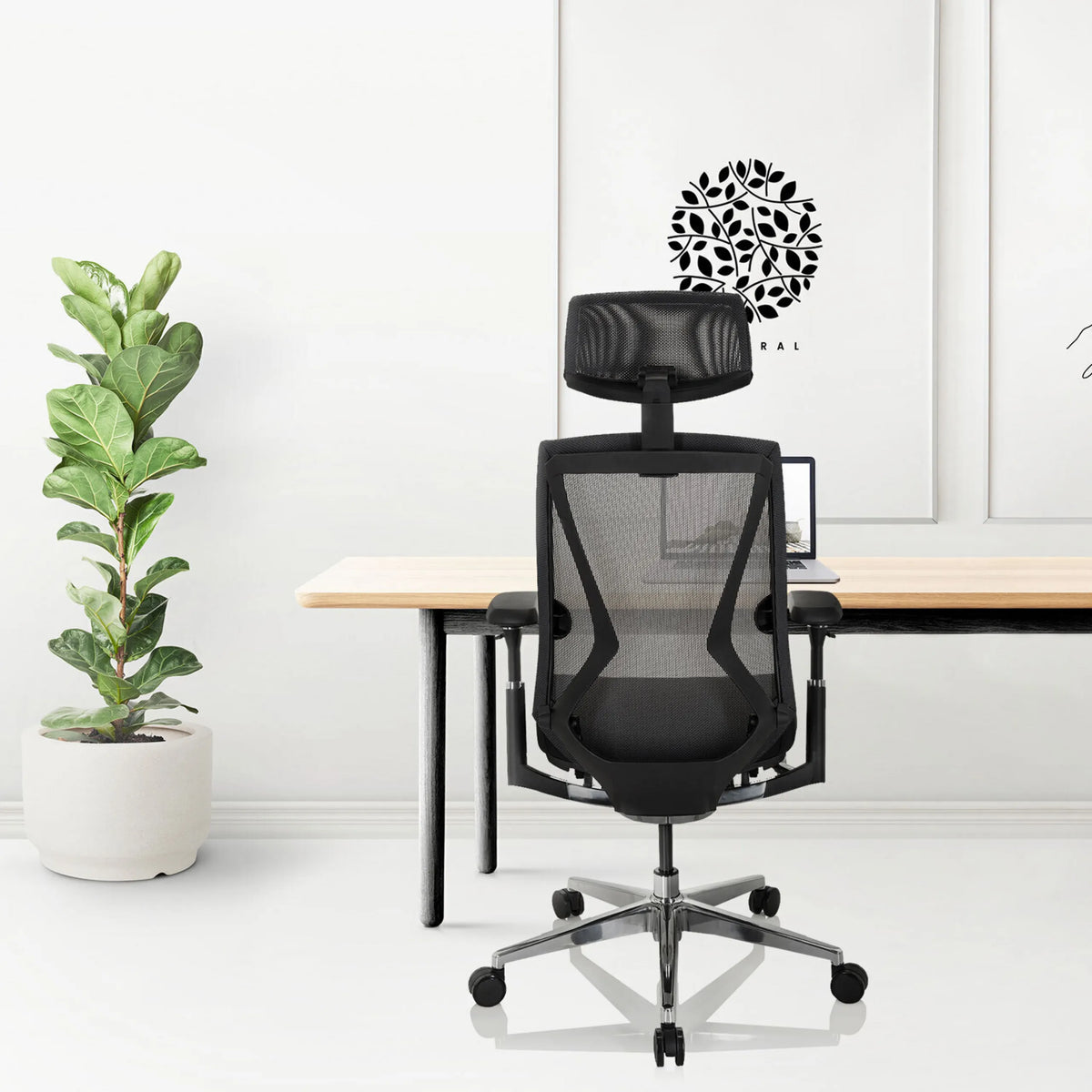 High End Office Chair INSPERO in black with mesh backrest and headrest by hjh OFFICE