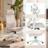 Home Office Chair MIKEO W in beige with adjustable headrest and armrests by hjh OFFICE