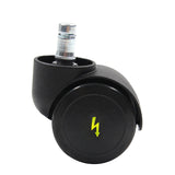 Black Castors 5x ROLO ESD 10mm/50mm for hard floors with silver pin and yellow lightning symbol by hjh OFFICE