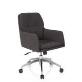 Dark grey Home Office Chair SHAKE 350 with quilted pattern and five-caster base by hjh OFFICE – 360-degree view (front three-quarter view 40°)