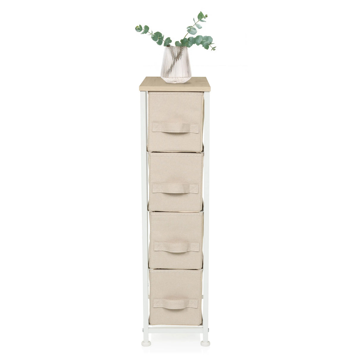 FOLDRESS S chest of drawers in beige with four fabric drawers and a light-coloured shelf surface by hjh LIVING