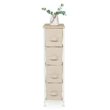 FOLDRESS S chest of drawers in beige with four fabric drawers and a light-coloured shelf surface by hjh LIVING