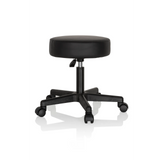 Black Swivel stool OPERATOR I with padded seat and five-caster base by hjh OFFICE – 360-degree view (rear three-quarter view 120°)