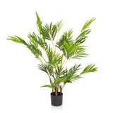 Green Artificial plant ARECA I with palm-like leaves in a black pot by hjh OFFICE – 360-degree view (front view 0°)