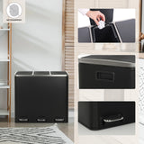 Triple wastepaper Clean 9 in black with three separate flip lids and foot pedals by hjh OFFICE