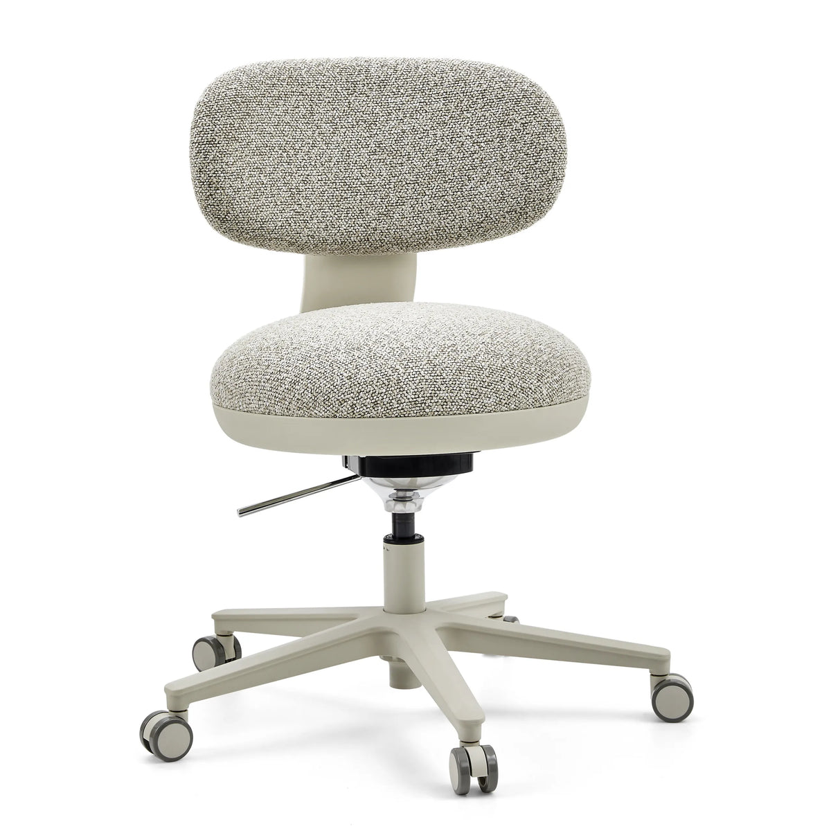 Grey Home Office Chair SITMOTION W with textured fabric cover and five-caster base by hjh OFFICE – 360-degree view (front view 15°)