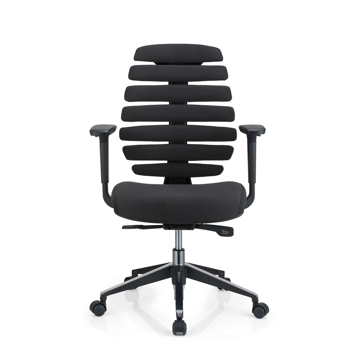 Black Professional Office Chair ERGO LINE II with segmented backrest and five-caster base by hjh OFFICE – 360-degree view (front view 0°)