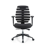 Black Professional Office Chair ERGO LINE II with segmented backrest and five-caster base by hjh OFFICE – 360-degree view (front view 0°)