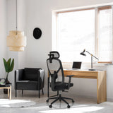 Black Professional Office Chair RALOO ECO with mesh backrest and headrest by hjh OFFICE