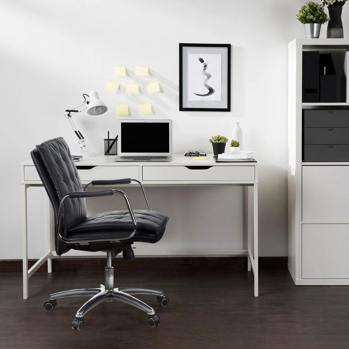 Professional Executive Chair VILLA 10 in black with quilted upholstery and chrome base by hjh OFFICE