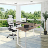 Corner desk WORKSPACE BASIC I in walnut and white with white base by hjh OFFICE