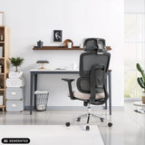 Professional Office Chair Ergomy Pro in dark grey and beige with mesh backrest by hjh OFFICE (AI-generated image)