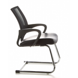 Black Cantilever chair VISTO NET V with mesh back, padded seat and armrests by hjh OFFICE – 360-degree view (side profile 80°)