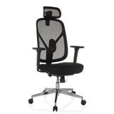 Black Professional Office Chair RALOO PRO with mesh back and five-caster base by hjh OFFICE – 360-degree view (front three-quarter view 30°)