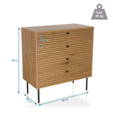 Dimensional drawing of the Chest of drawers LINNO K, 80 x 40 cm and a height of 85 cm by hjh LIVING