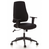 Black Professional Office Chair PRO-TEC 100 with armrests and five-caster base by hjh OFFICE – 360-degree view (front three-quarter view 40°)